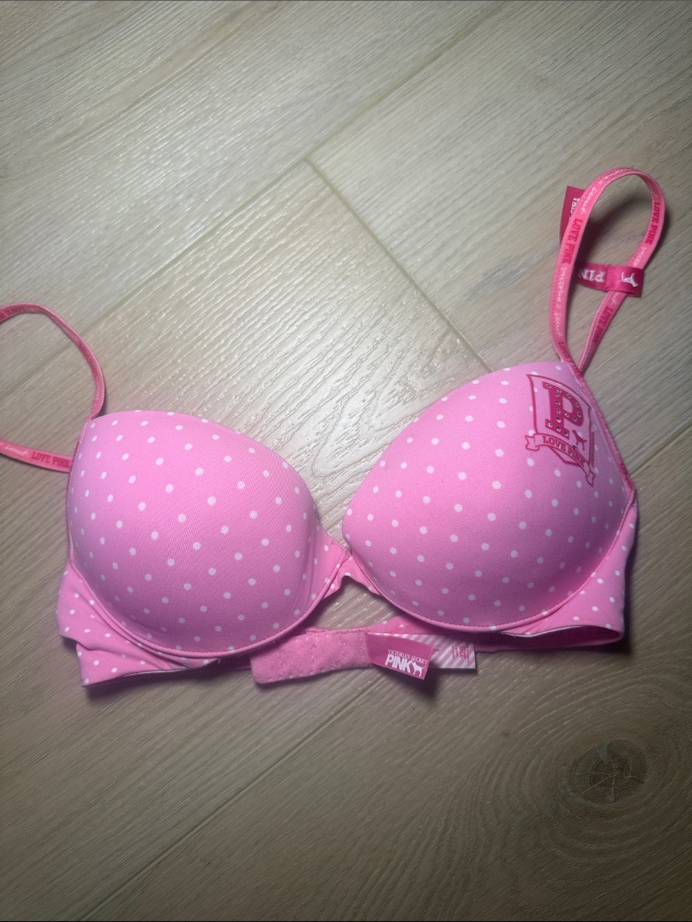 PINK Victoria's Secret Pink Polka Dot Push-Up Bra